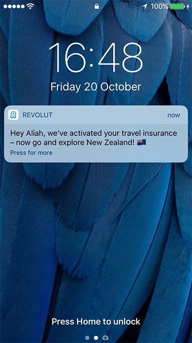 Revolut app screen