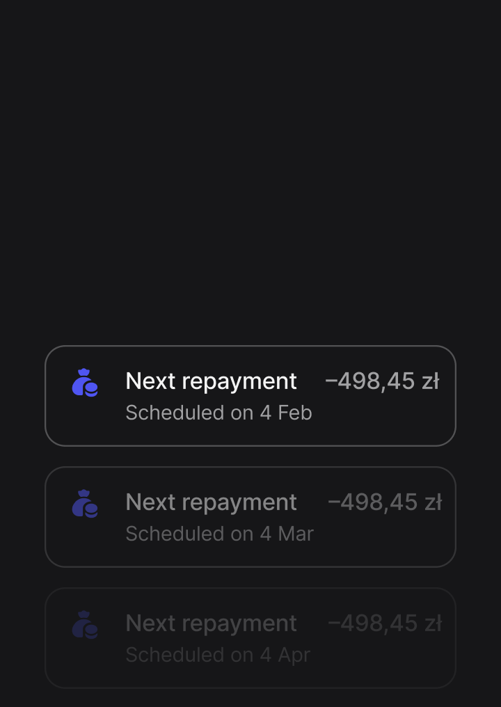 We’ll notify you about upcoming repayments