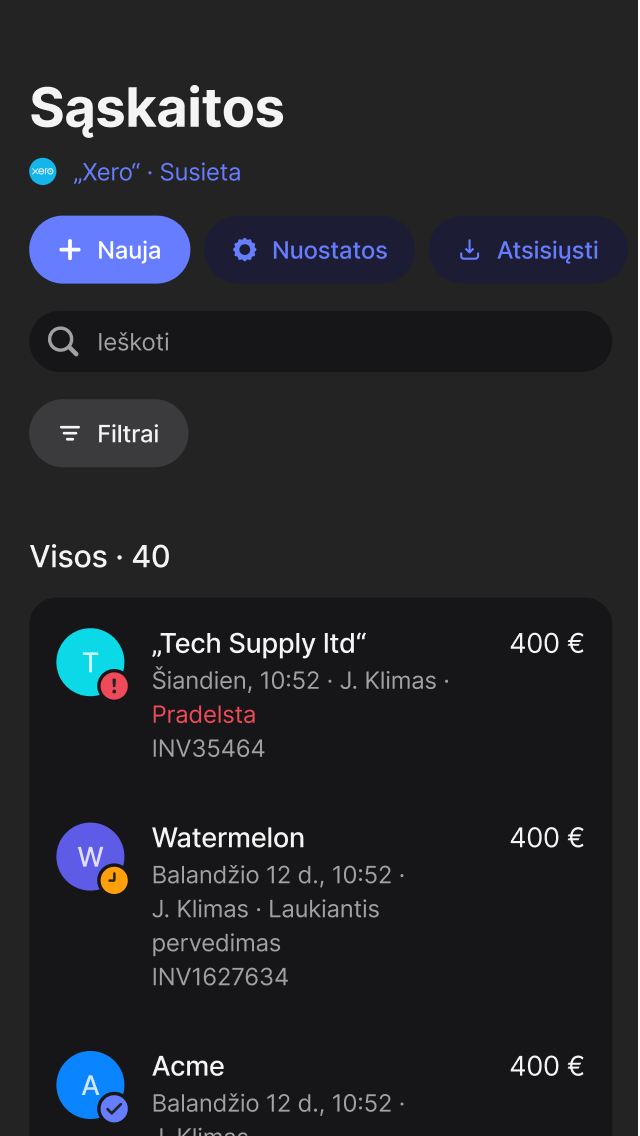 Visos sąskaitos faktūros vienoje vietoje