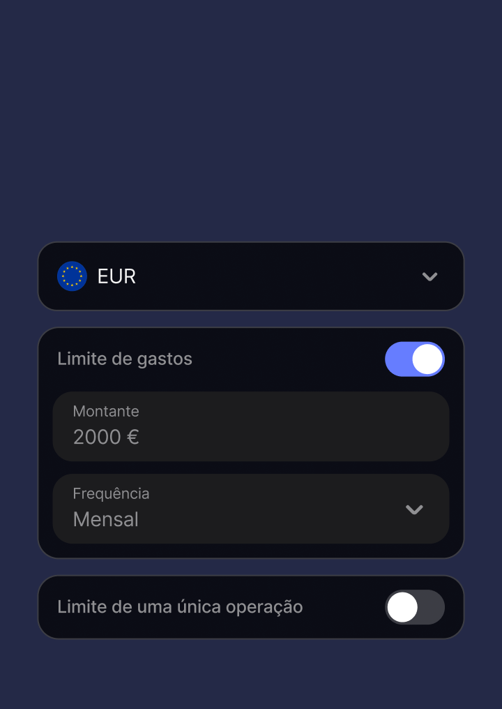 Adicione limites e períodos de gastos