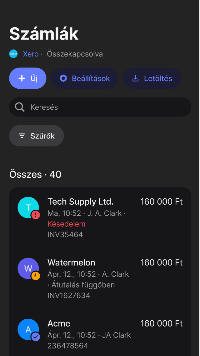 Szállítói számlák teljes körű kezelése